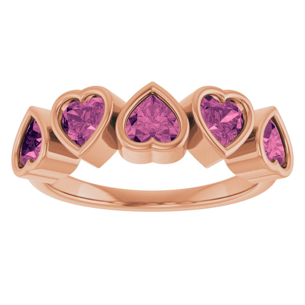 14K Gold Natural Tourmaline Birthstone Heart Ring Valentine&#39;s Day Gift