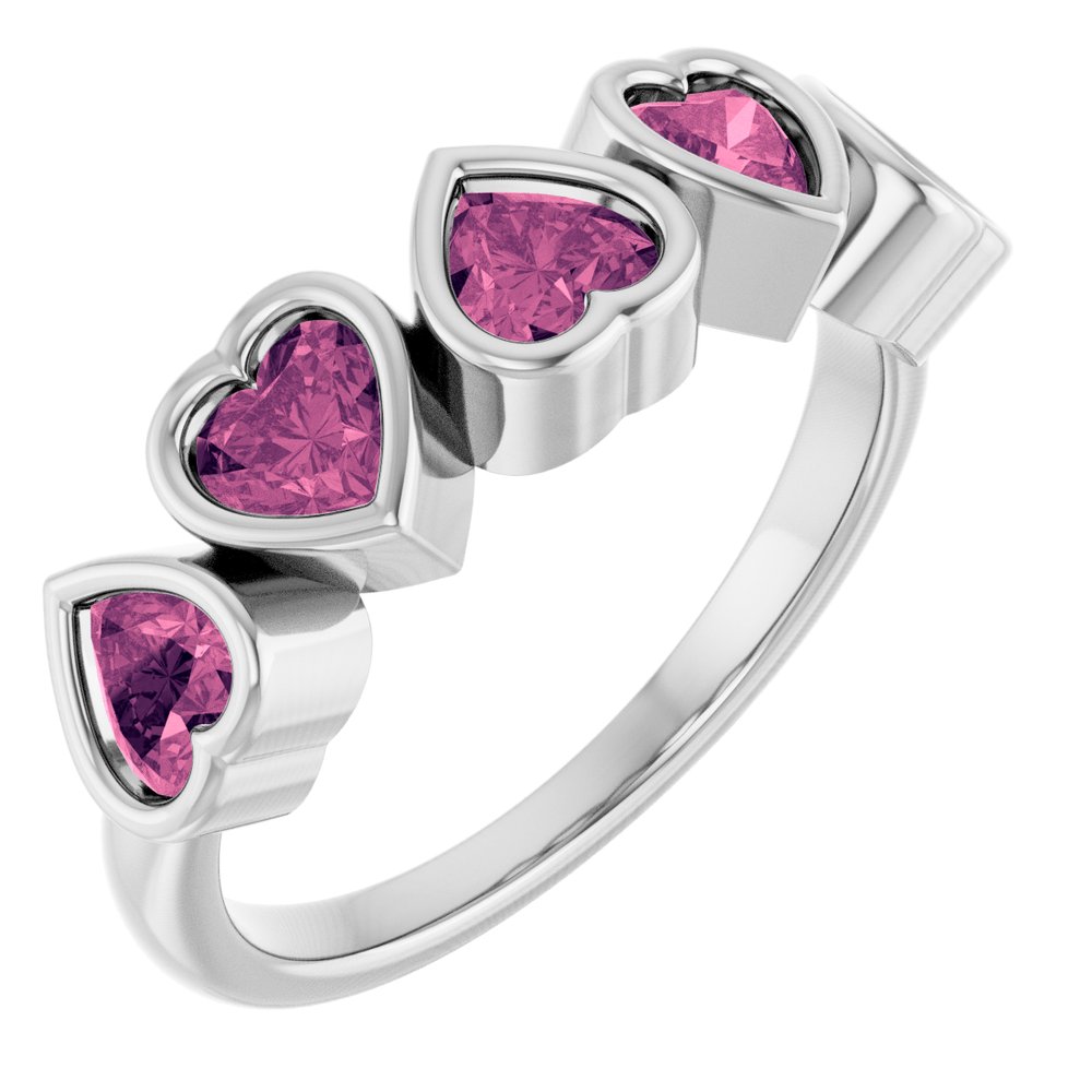14K Gold Natural Tourmaline Birthstone Heart Ring Valentine&#39;s Day Gift