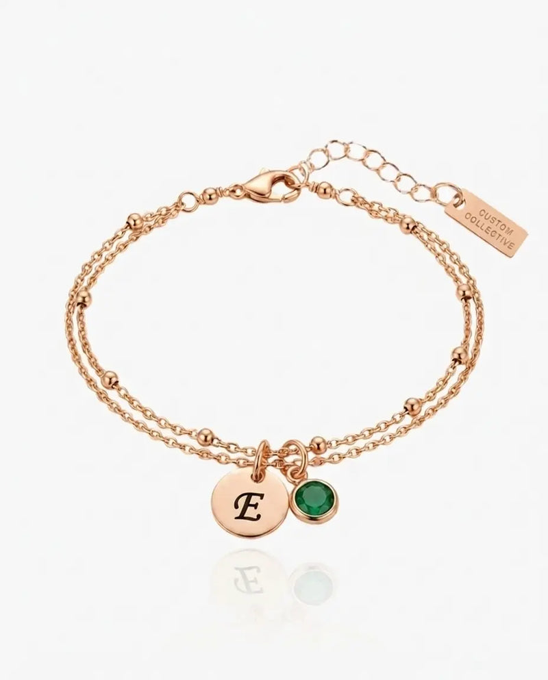 Birthstone and Initial Bracelet