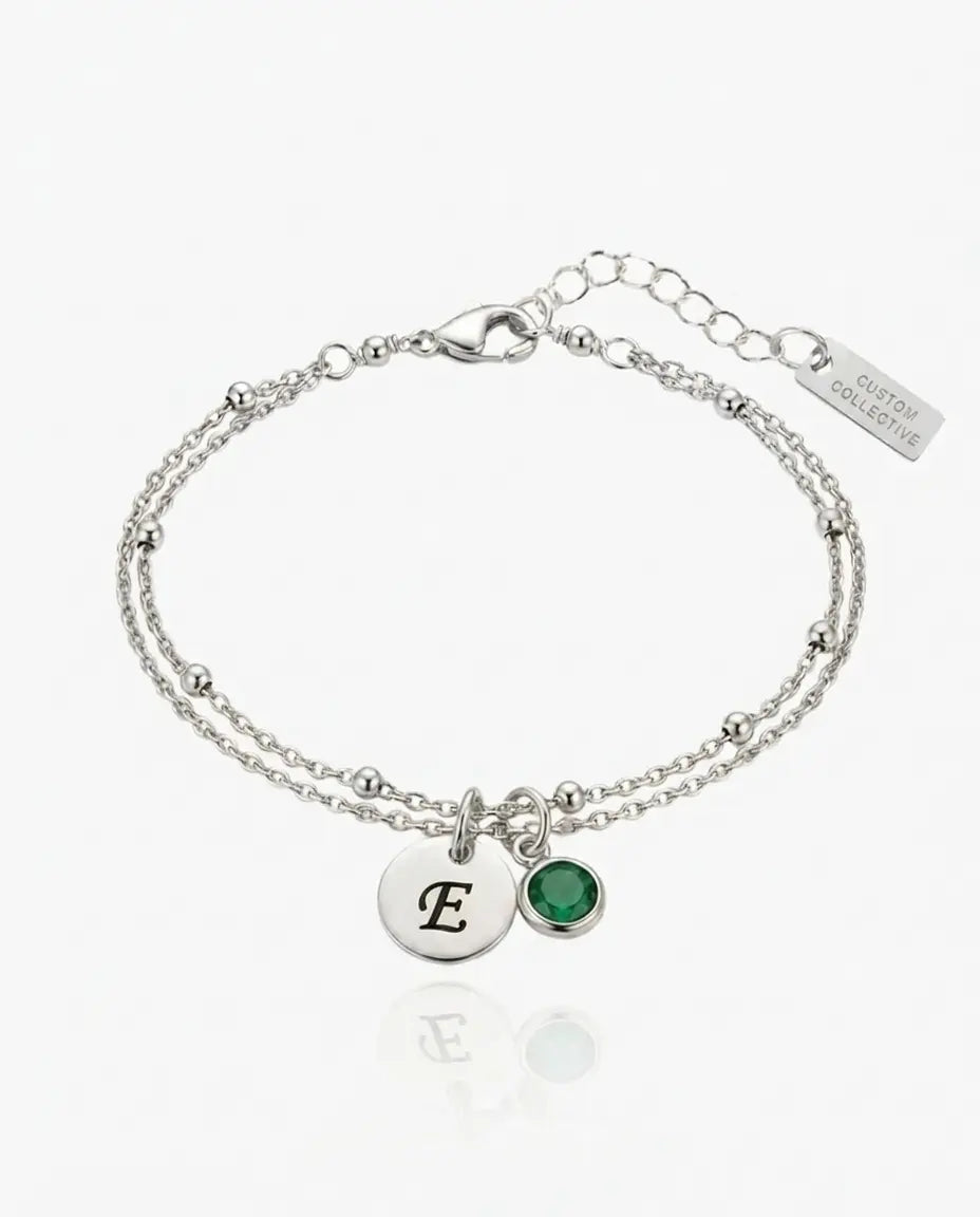 Birthstone and Initial Bracelet