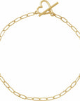 14K Gold Heart & Paperclip-Style Chain Bracelet Valentine's Day Gift