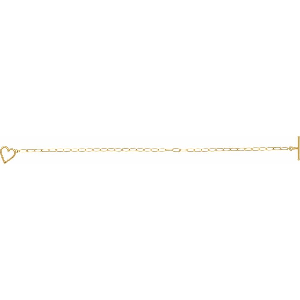 14K Gold Heart &amp; Paperclip-Style Chain Bracelet Valentine&#39;s Day Gift