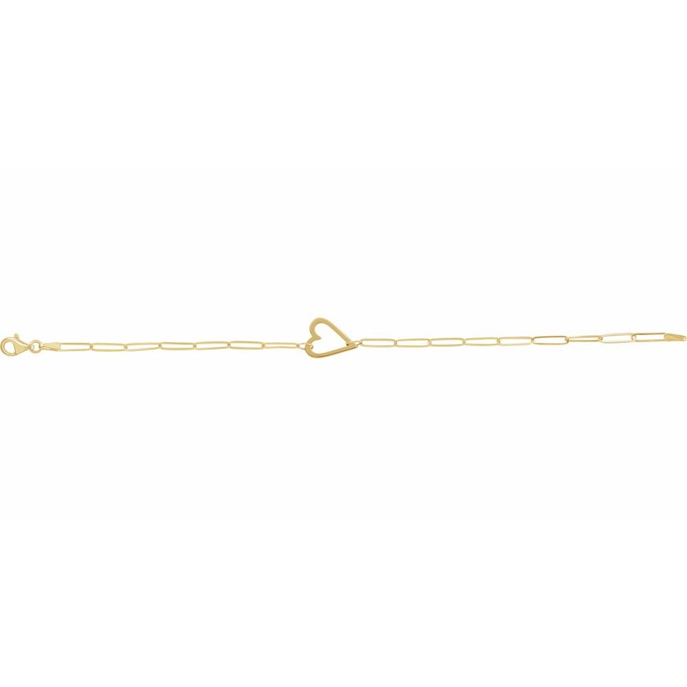 14K Gold Heart Paperclip Bracelet Valentine&#39;s Day Gift