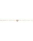 14K Gold 1/3 CTW Natural Diamond Heart & Paperclip-Style Bracelet Valentine's Day Gift