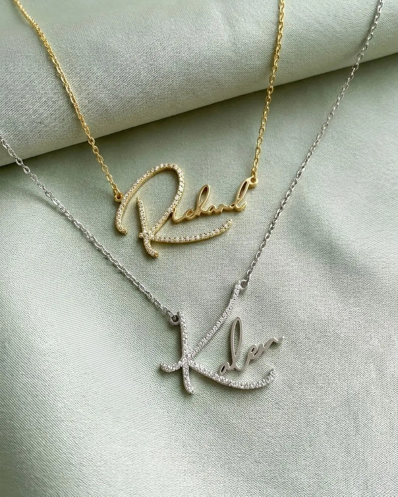 Pavé Script Necklace