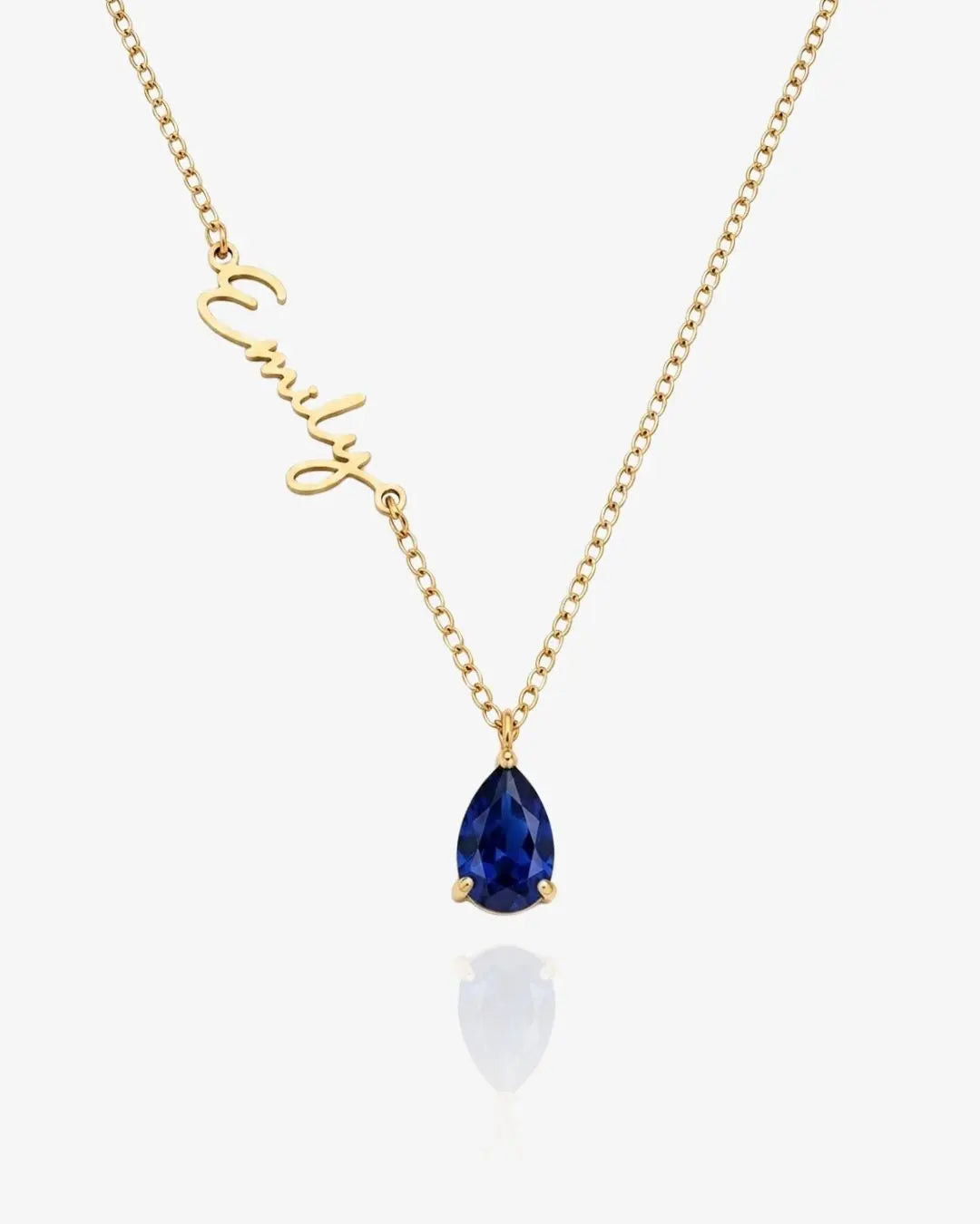 Script Pear Birthstone Necklace