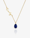 Script Pear Birthstone Necklace