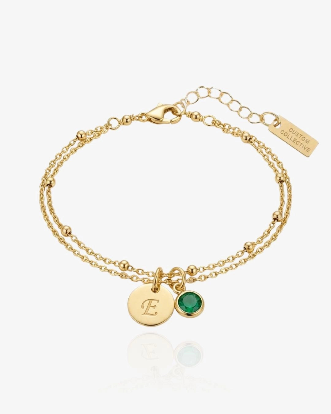 Birthstone and Initial Bracelet