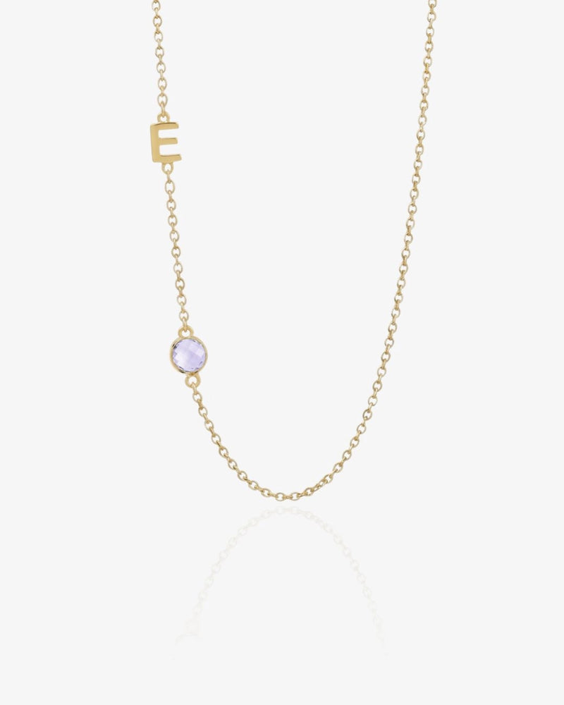 Birthstone Initial Necklace