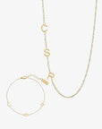Personalized Sideway Initial Necklace + Matching Bracelet Bundle
