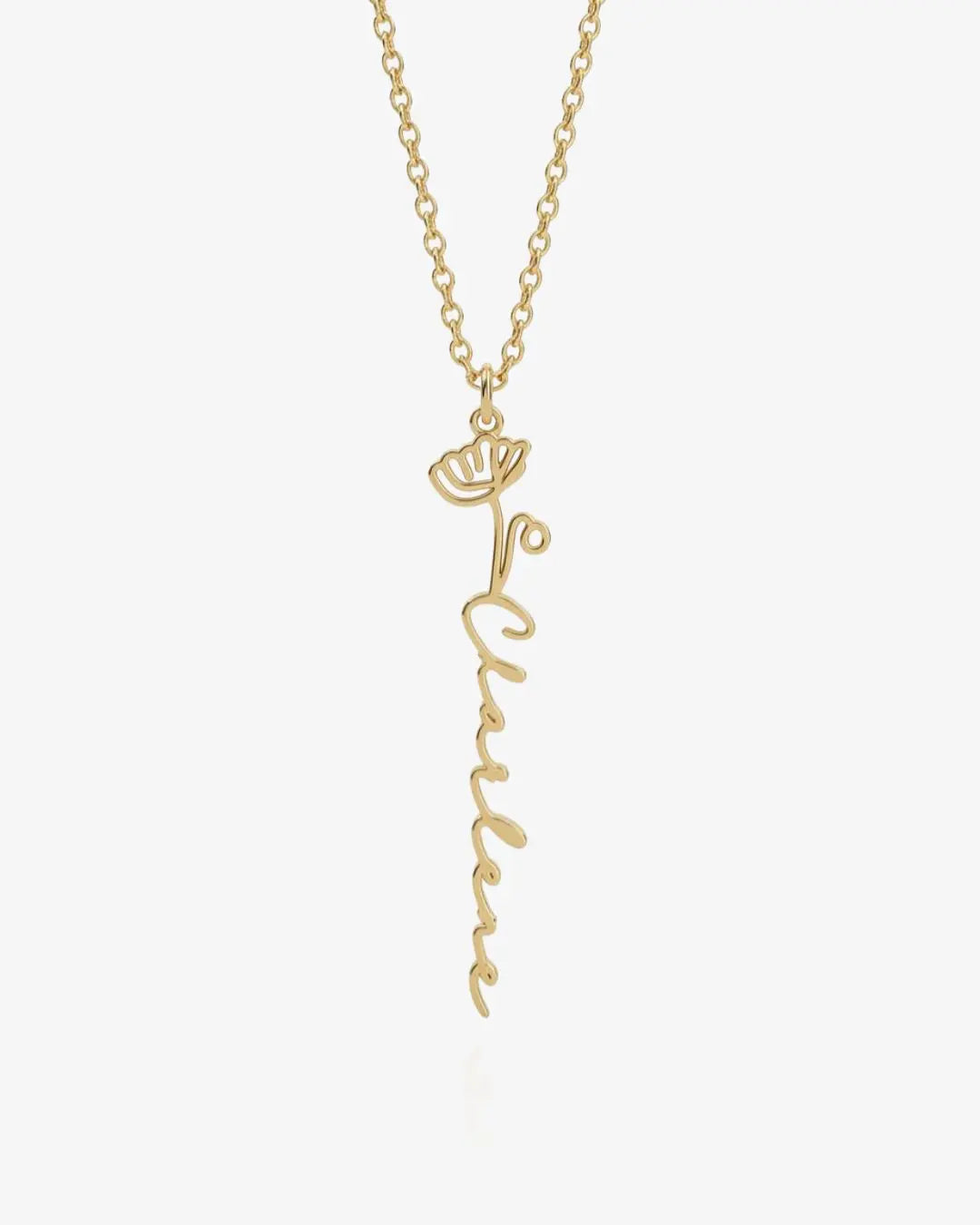 Personalized Name Necklace with Birth Flower