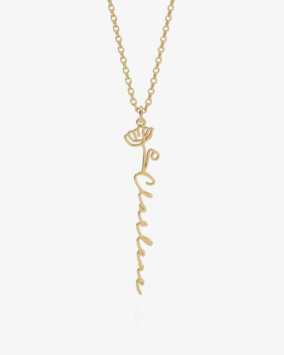 Personalized Name Necklace with Birth Flower