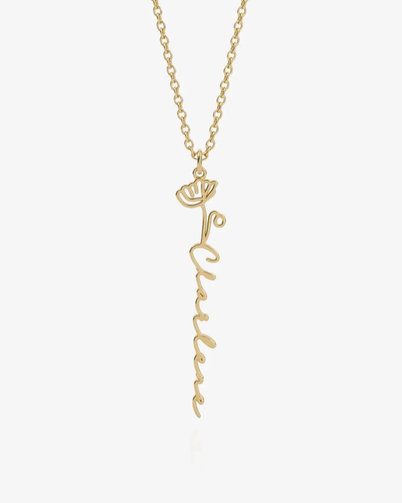 Personalized Name Necklace with Birth Flower
