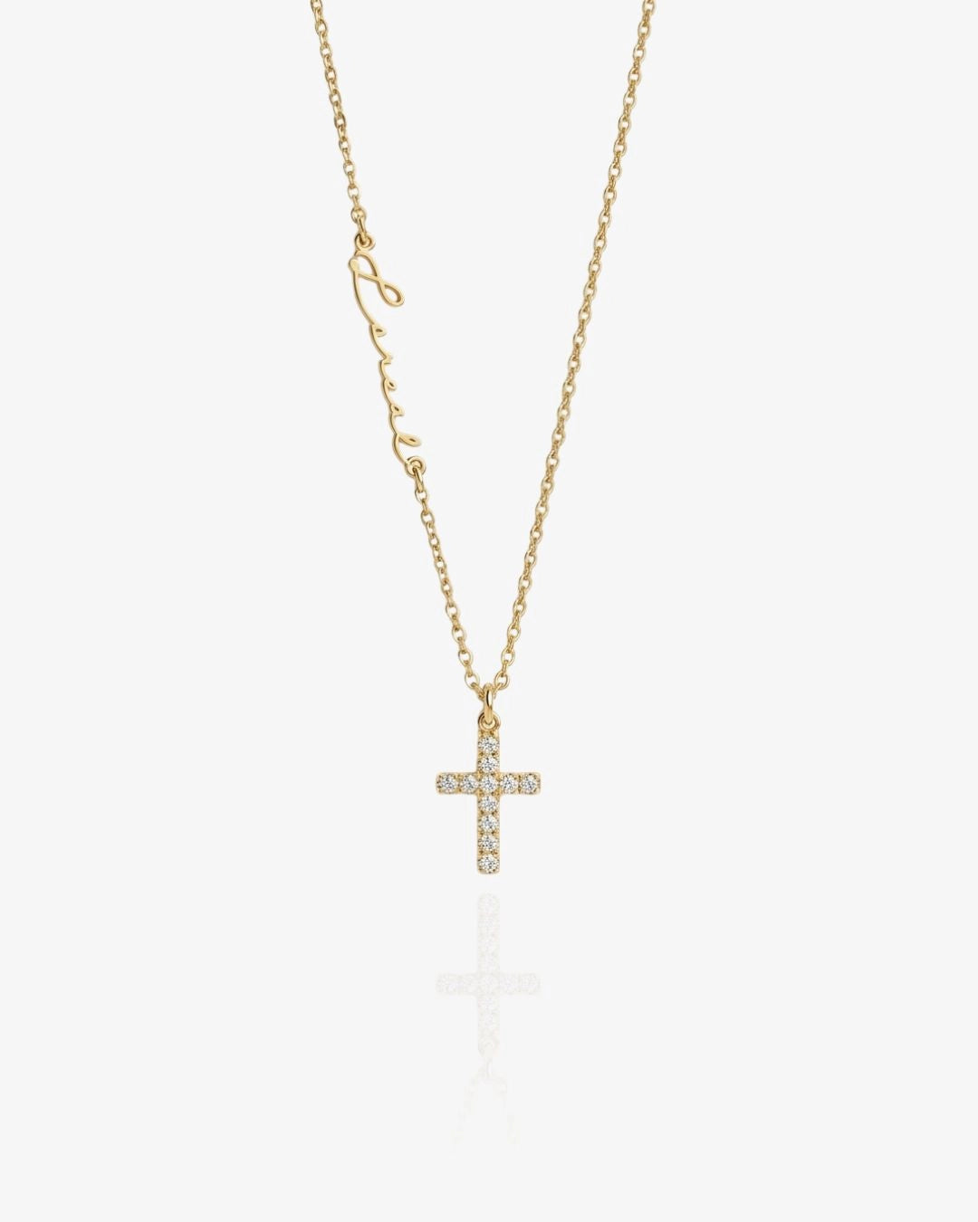 Scripted Cross Necklace