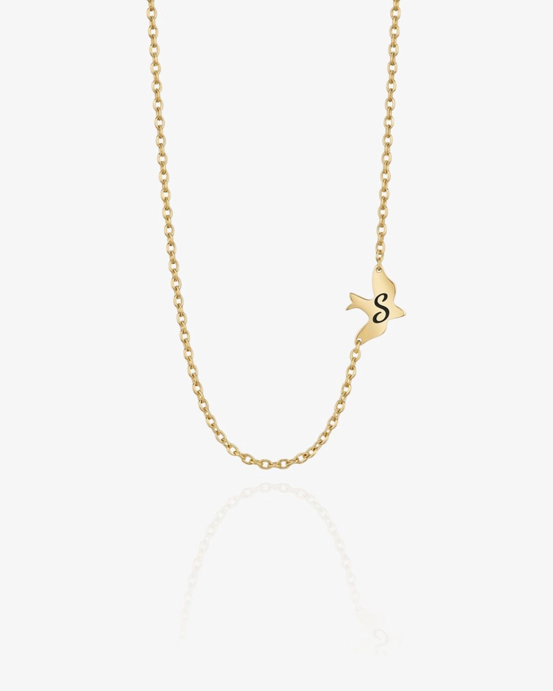 Gold necklace with a bird-shaped pendant on a white background CG2028S,CG2030S,CG2032S