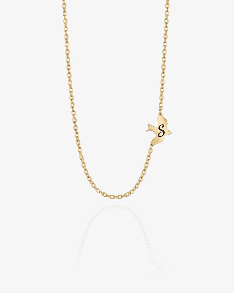 Gold necklace with a bird-shaped pendant on a white background CG2028S,CG2030S,CG2032S