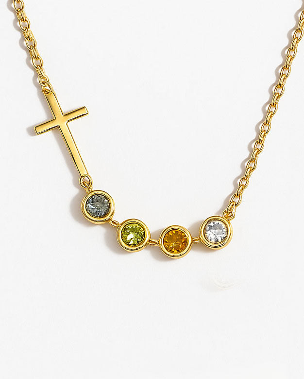 Cross with Birthstone Necklace