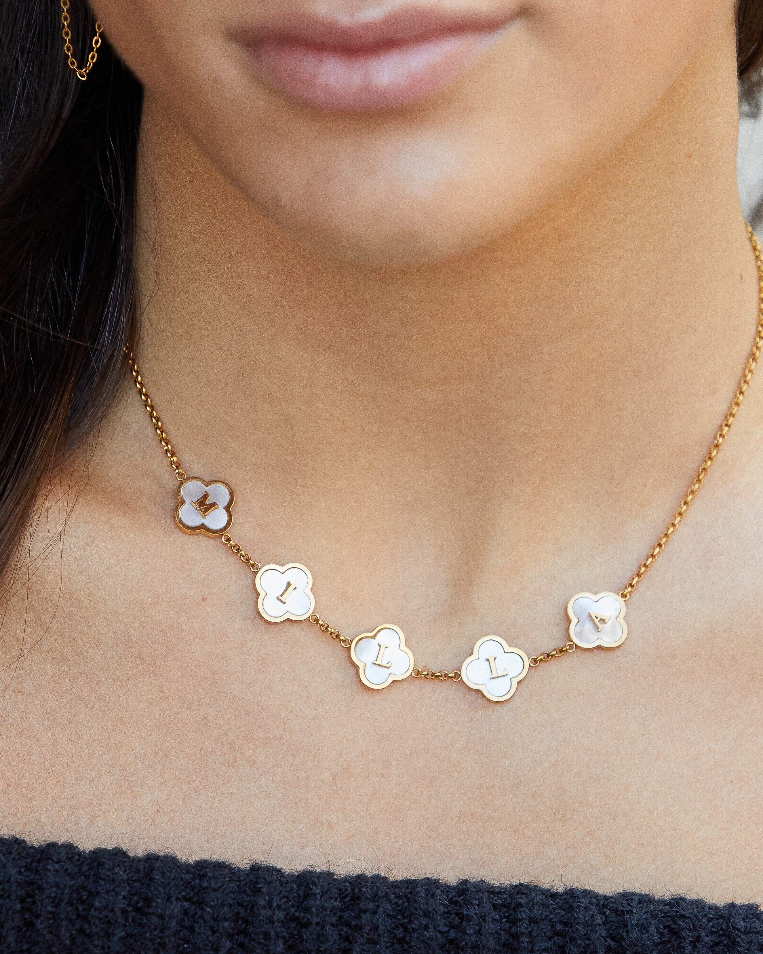 Pearl Clover Name Necklace - CG4474S,CG4475S,CG4476S