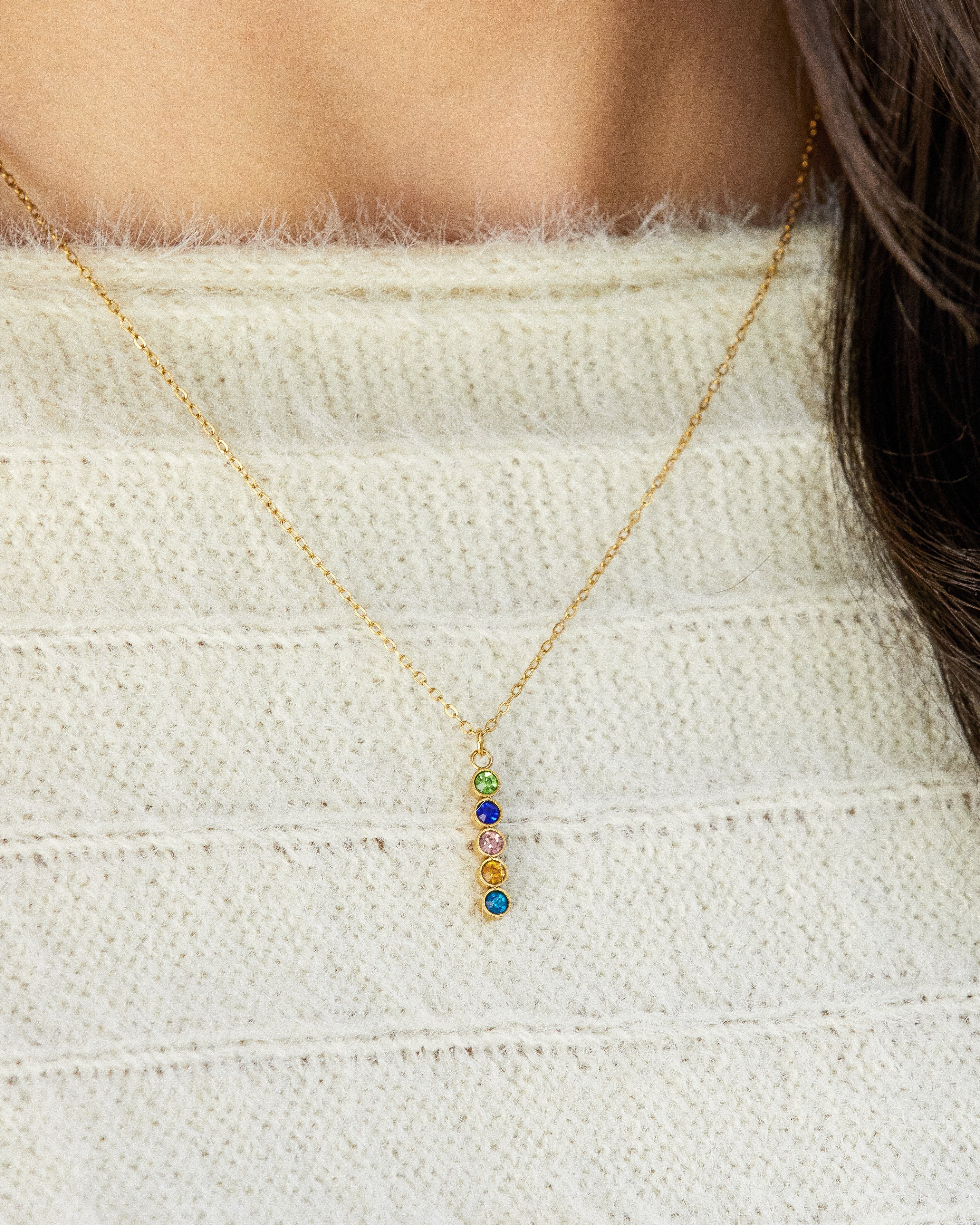Vertical Birthstone Necklace - CG4043S,CG4044S,CG4045S,CG4046S,CG4047S,CG4048S,CG4049S,CG4050S,CG4051S,CG4052S,CG4053S,CG4054S,CG4055S,CG4056S,CG4057S