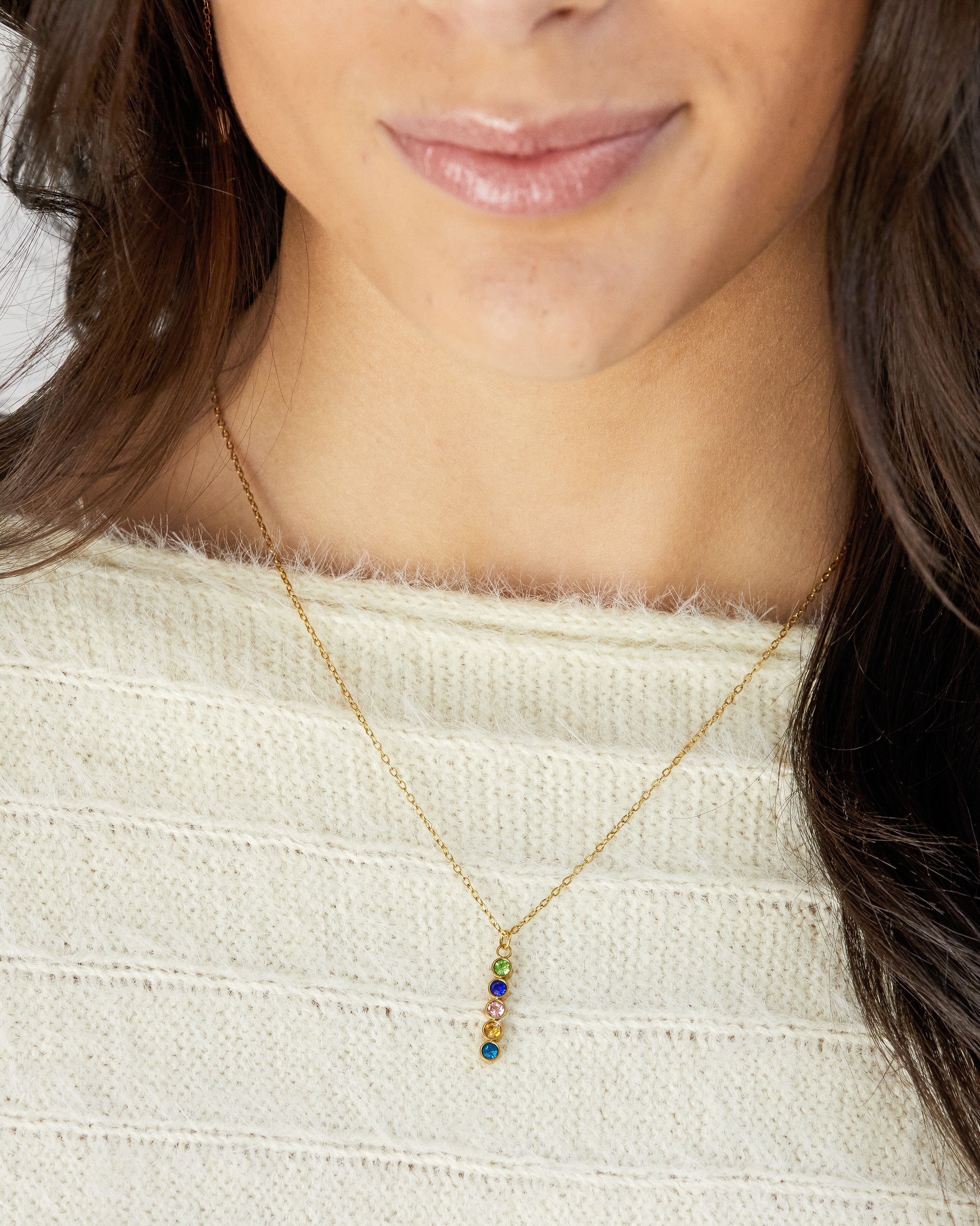 Vertical Birthstone Necklace - CG4043S,CG4044S,CG4045S,CG4046S,CG4047S,CG4048S,CG4049S,CG4050S,CG4051S,CG4052S,CG4053S,CG4054S,CG4055S,CG4056S,CG4057S