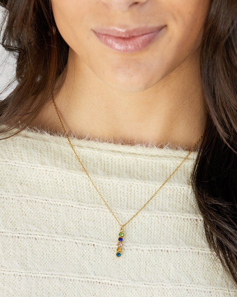 Vertical Birthstone Necklace - CG4043S,CG4044S,CG4045S,CG4046S,CG4047S,CG4048S,CG4049S,CG4050S,CG4051S,CG4052S,CG4053S,CG4054S,CG4055S,CG4056S,CG4057S