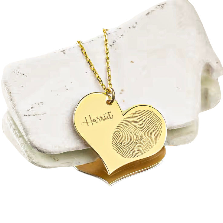 Custom Fingerprint Heart Necklace