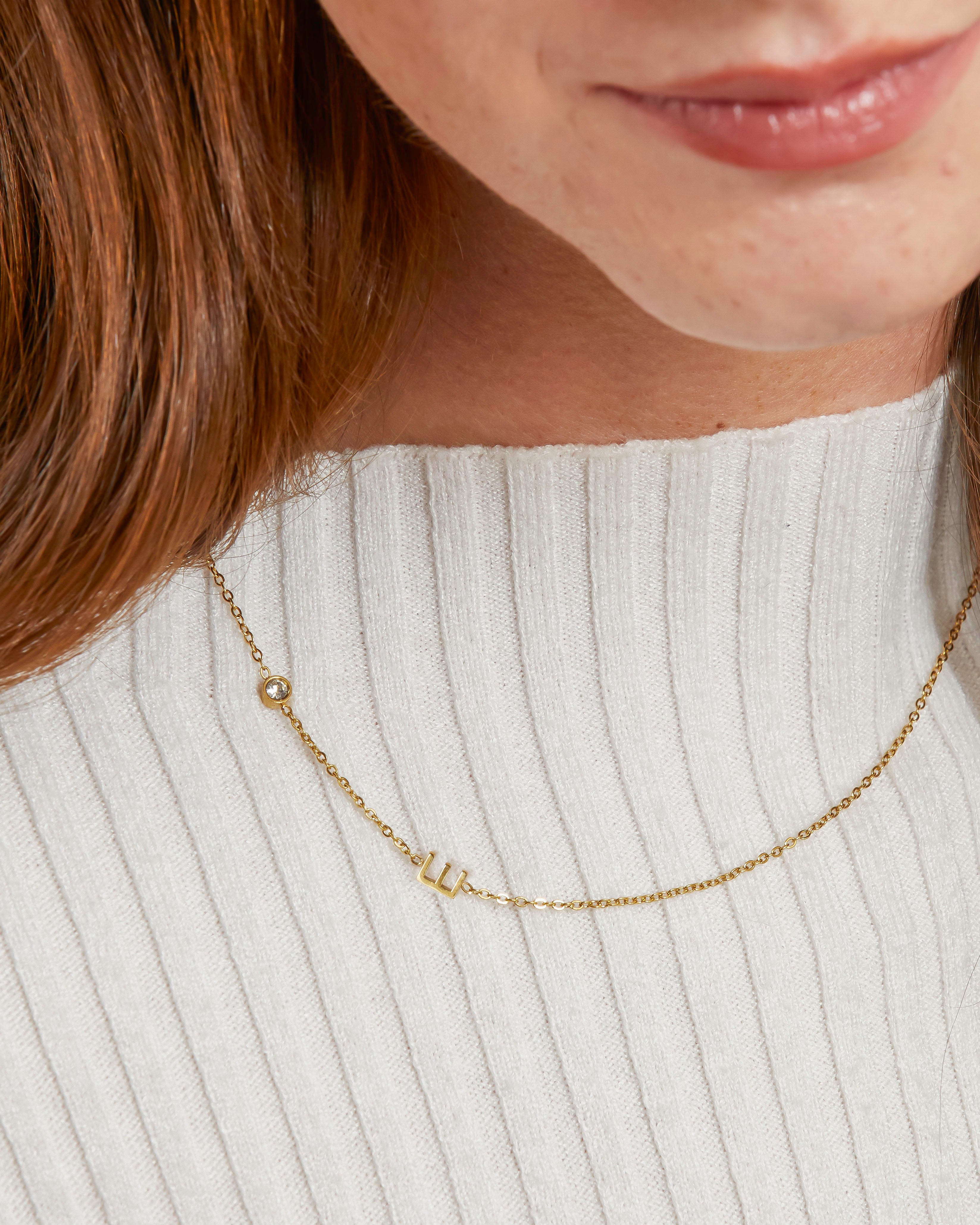 Initial Necklace with Diamond - CG3377S,CG3378S,CG3379S,CG3380S,CG3381S,CG3402S,CG3403S,CG3404S,CG3405S,CG3406S,CG3427S,CG3428S,CG3429S,CG3430S,CG3431S