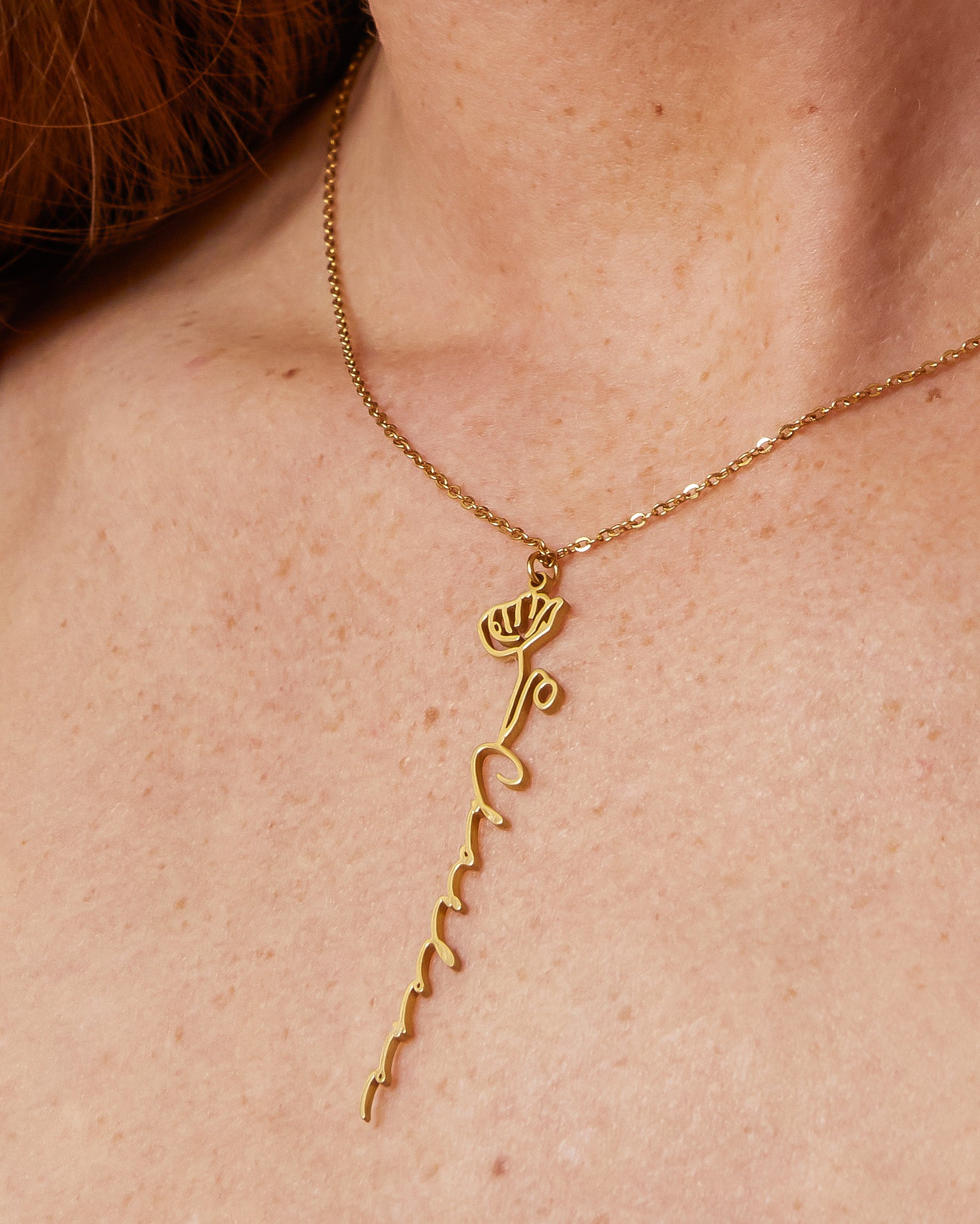 Personalized Name Necklace with Birth Flower - CG0603S,CG0604S,CG0605S,CG4447S