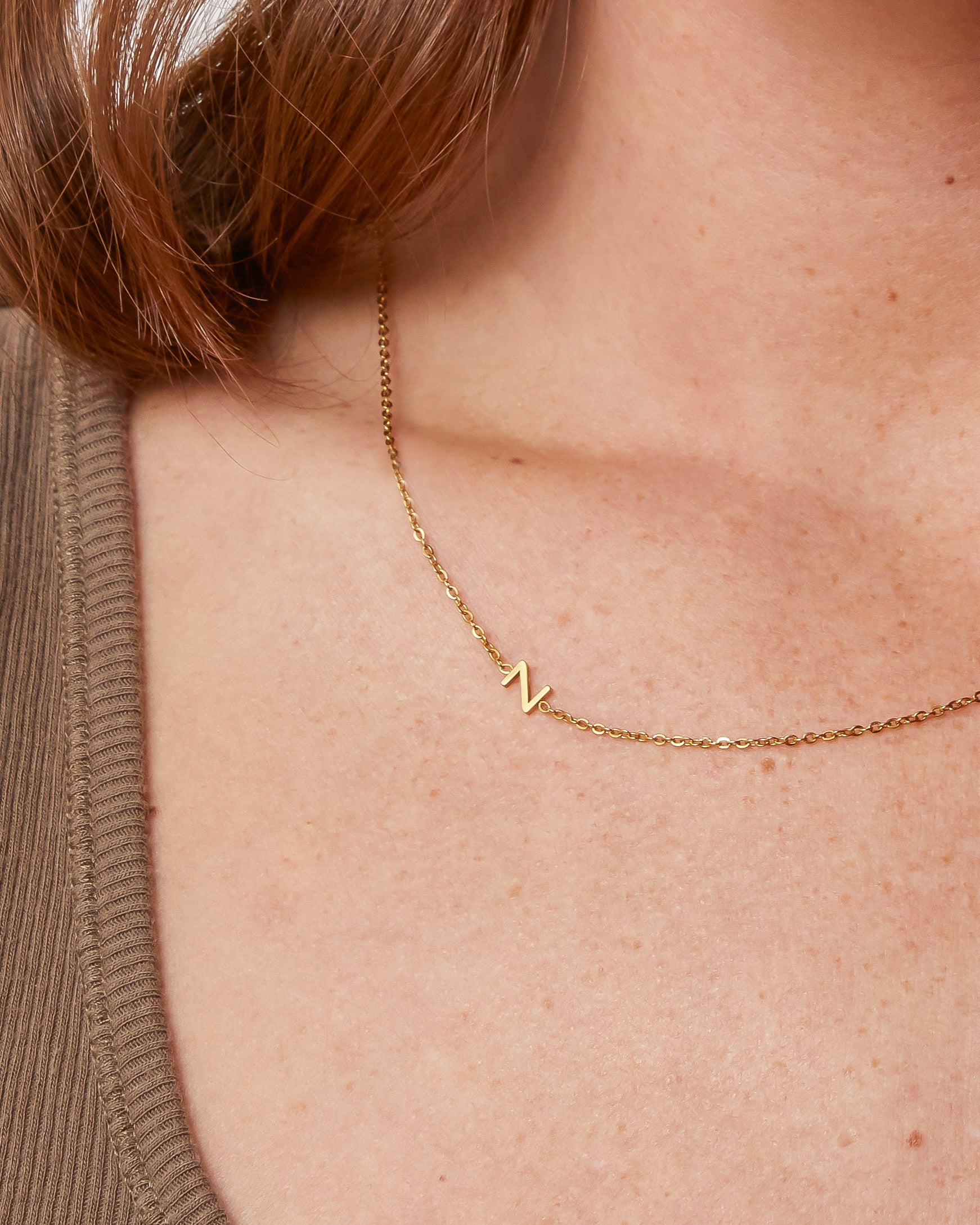 Personalized Sideway Initial Necklace 18K Best Seller Mother's Day Gift