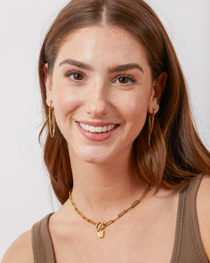 Paperclip Chain Necklace with Initial Tags - CG2573S,CG2574S,CG2575S,CG2576S,CG2577S,CG2578S