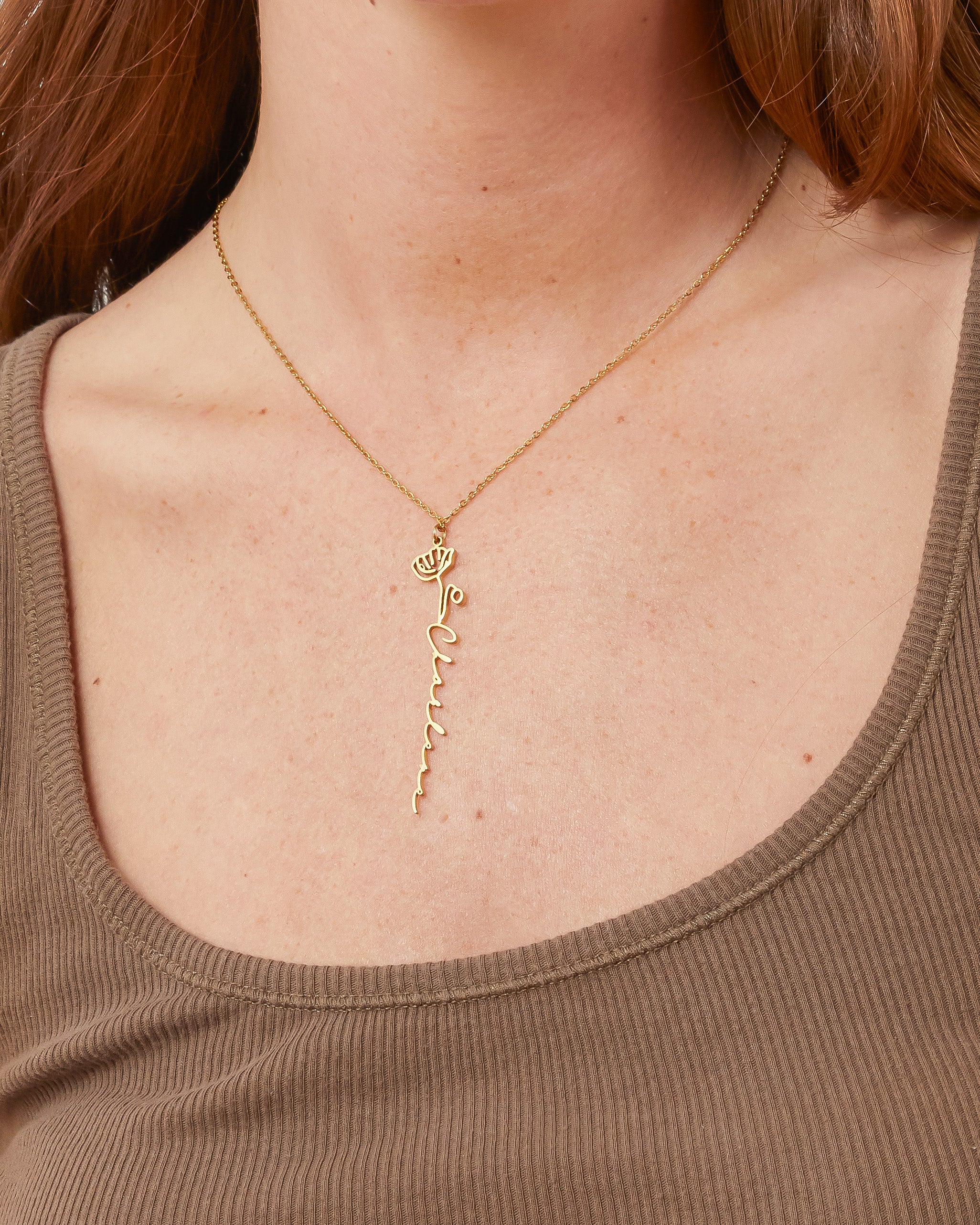 Personalized Name Necklace with Birth Flower - CG0603S,CG0604S,CG0605S,CG4447S