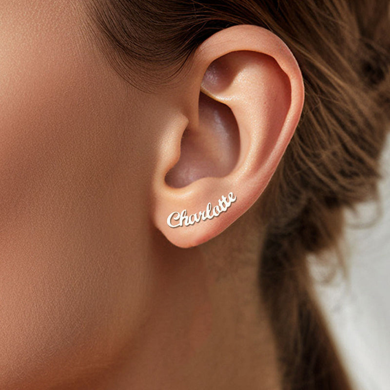 Custom Minimalist Name Earrings - CG2653S,CG2654S,CG2655S