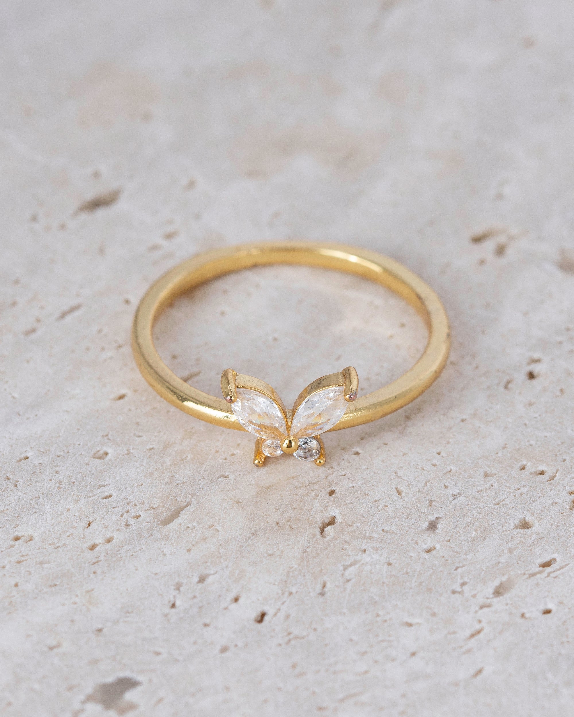 Dainty Butterfly Diamond Ring