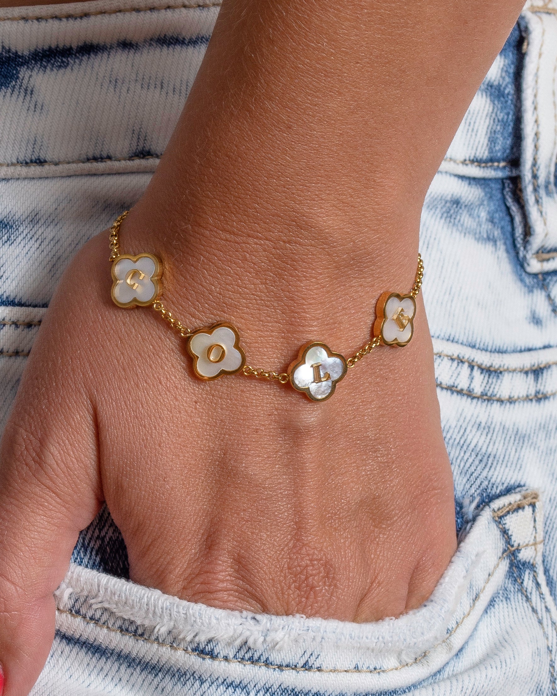 Pearl Clover Name Bracelet - CG4471S,CG4472S,CG4473S