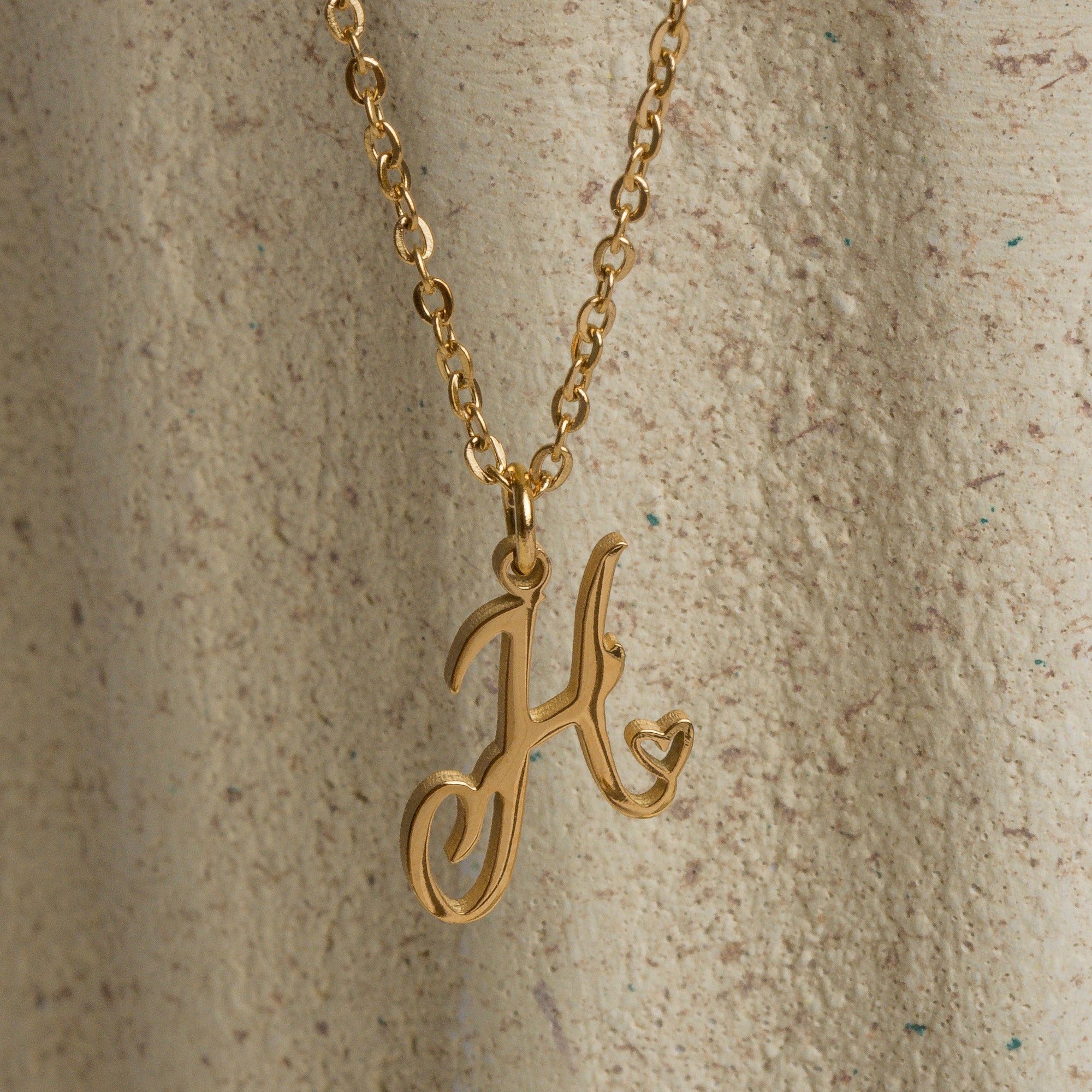 Custom Heart Initial Necklace