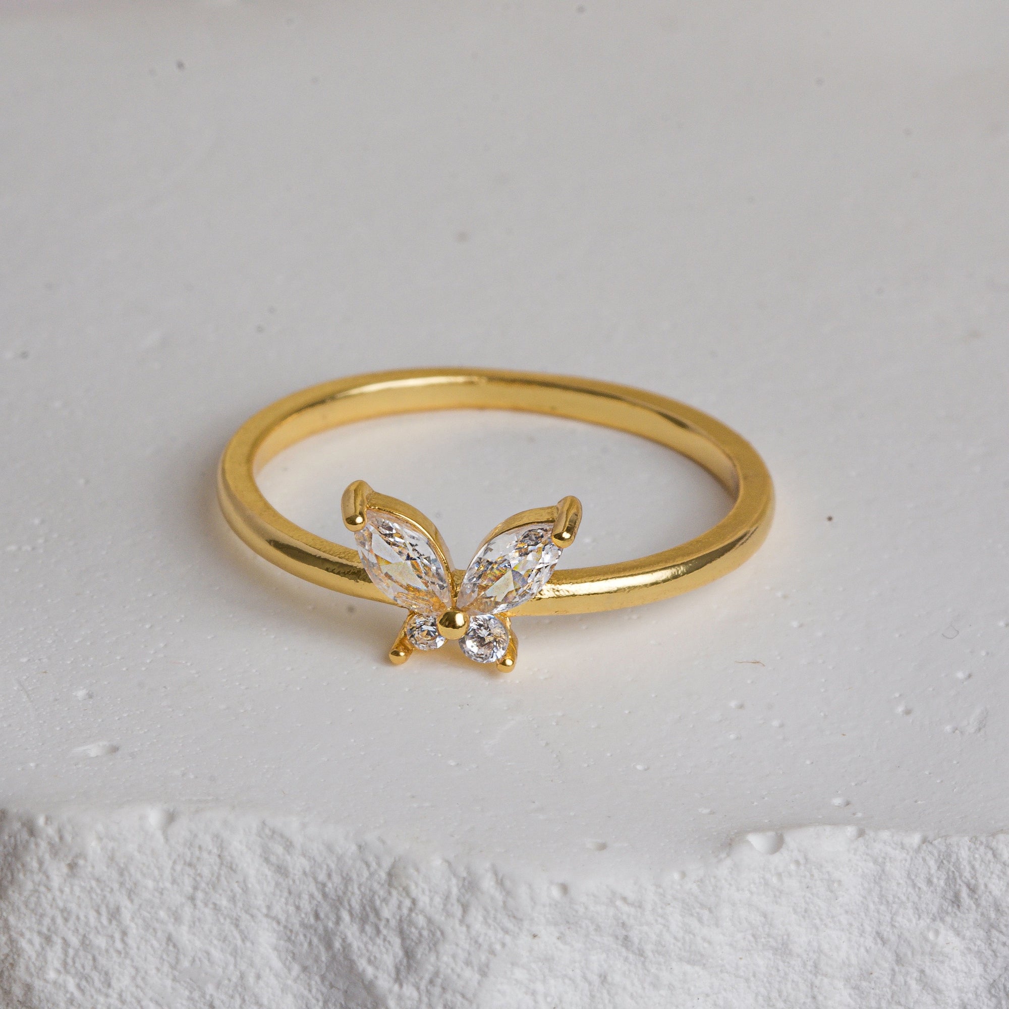 Dainty Butterfly Diamond Ring