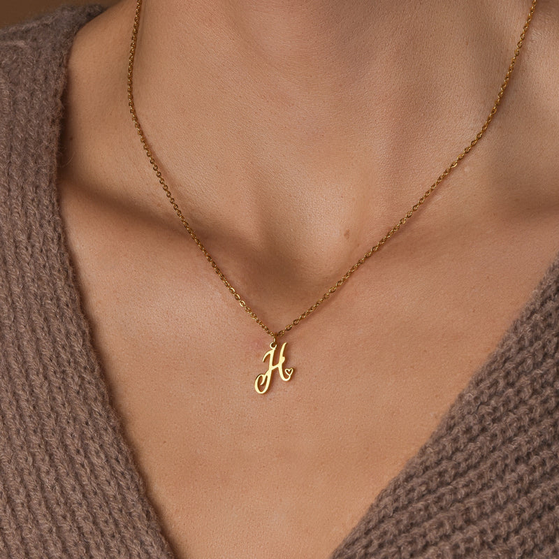 Custom Heart Initial Necklace - CG1080S