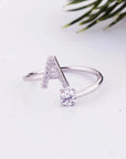 Diamond Initial Ring Adjustable