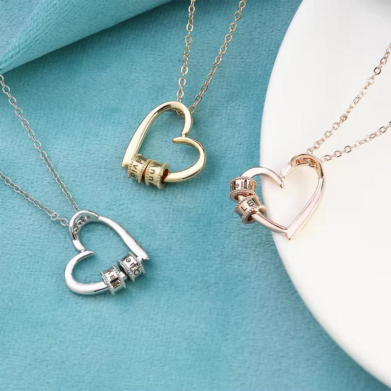 Engraved Heart Beads Necklace - CG3609S,CG3610S,CG3611S,CG3612S,CG3613S,CG3614S,CG3615S,CG3616S,CG3617S,CG3618S,CG3619S,CG3620S
