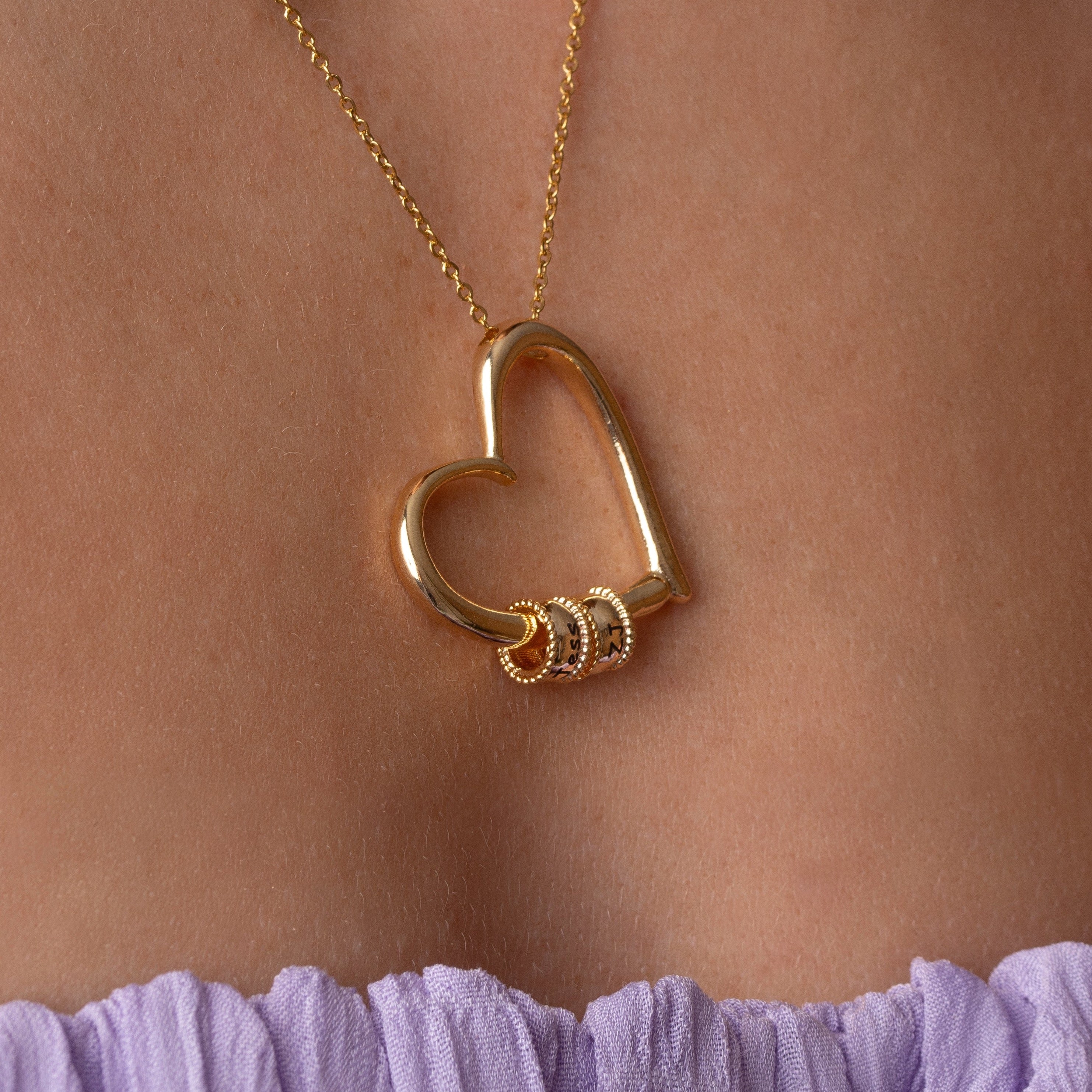 Engraved Heart Beads Necklace - CG3609S,CG3610S,CG3611S,CG3612S,CG3613S,CG3614S,CG3615S,CG3616S,CG3617S,CG3618S,CG3619S,CG3620S