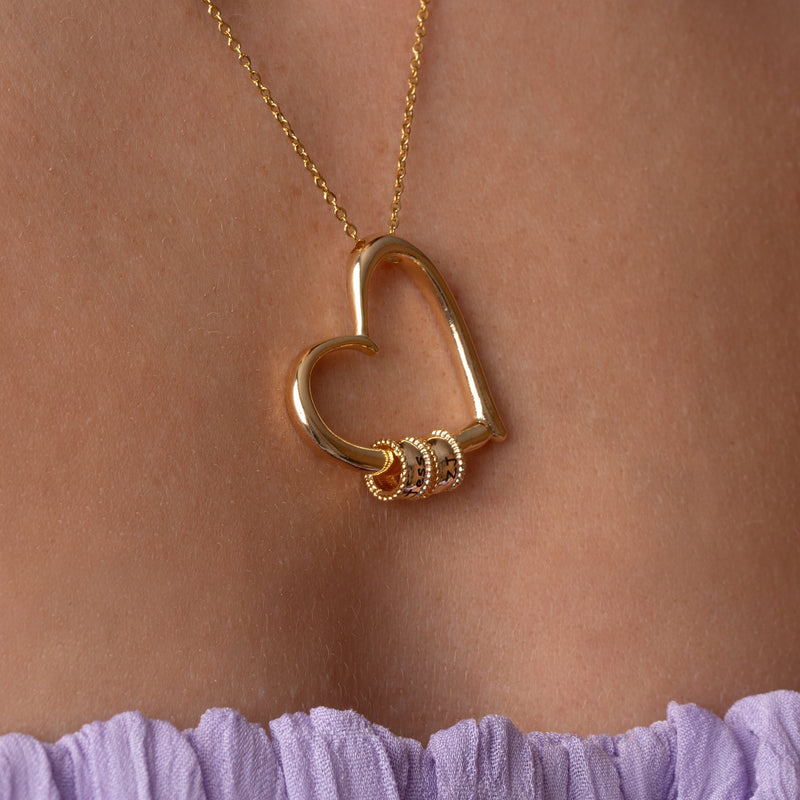 Engraved Heart Beads Necklace - CG3609S,CG3610S,CG3611S,CG3612S,CG3613S,CG3614S,CG3615S,CG3616S,CG3617S,CG3618S,CG3619S,CG3620S