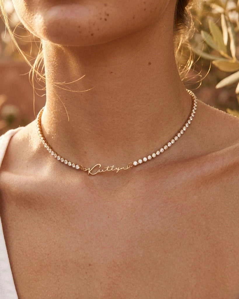 Script Tennis Necklace