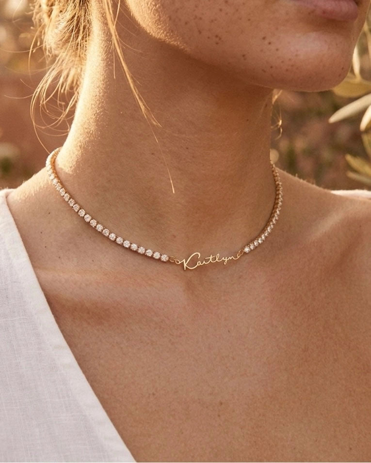 Script Tennis Necklace