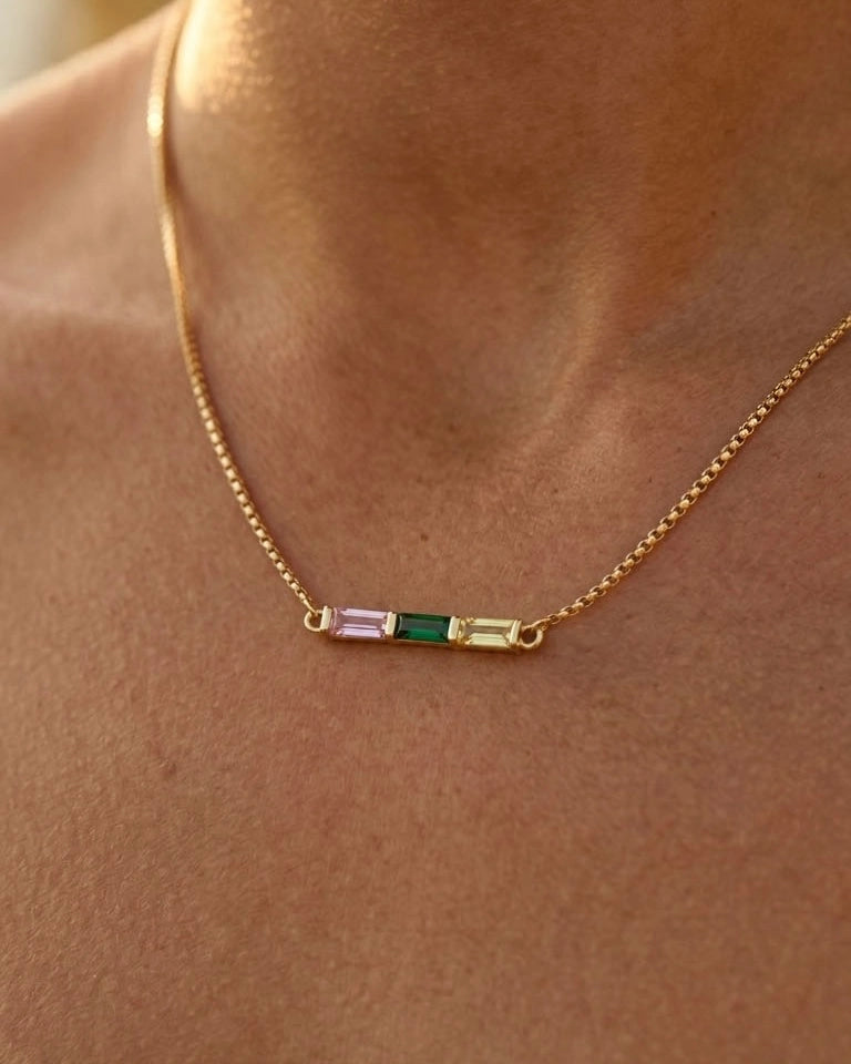Baguette Birthstone Necklace