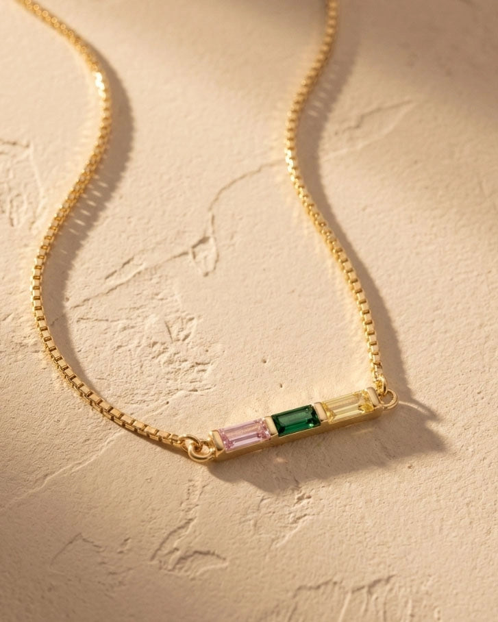 Baguette Birthstone Necklace