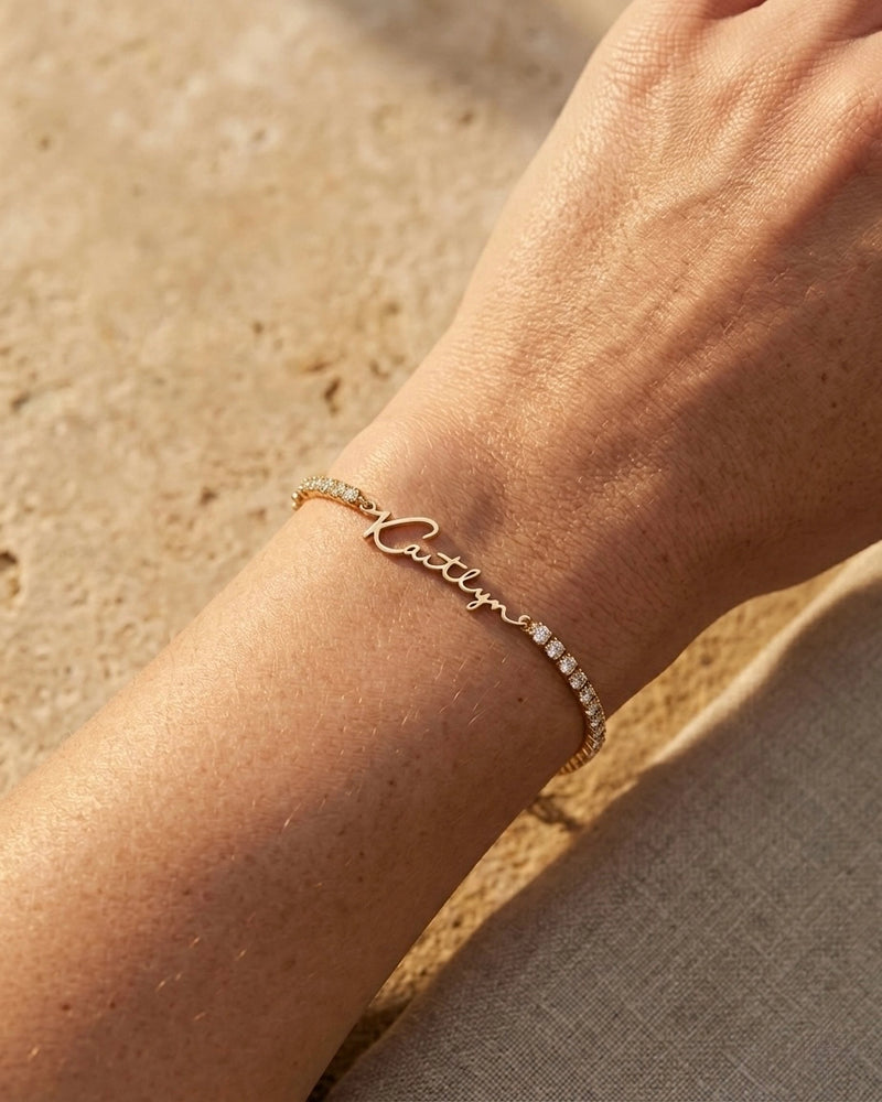 Script Tennis Bracelet