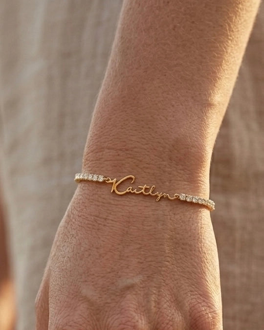 Script Tennis Bracelet