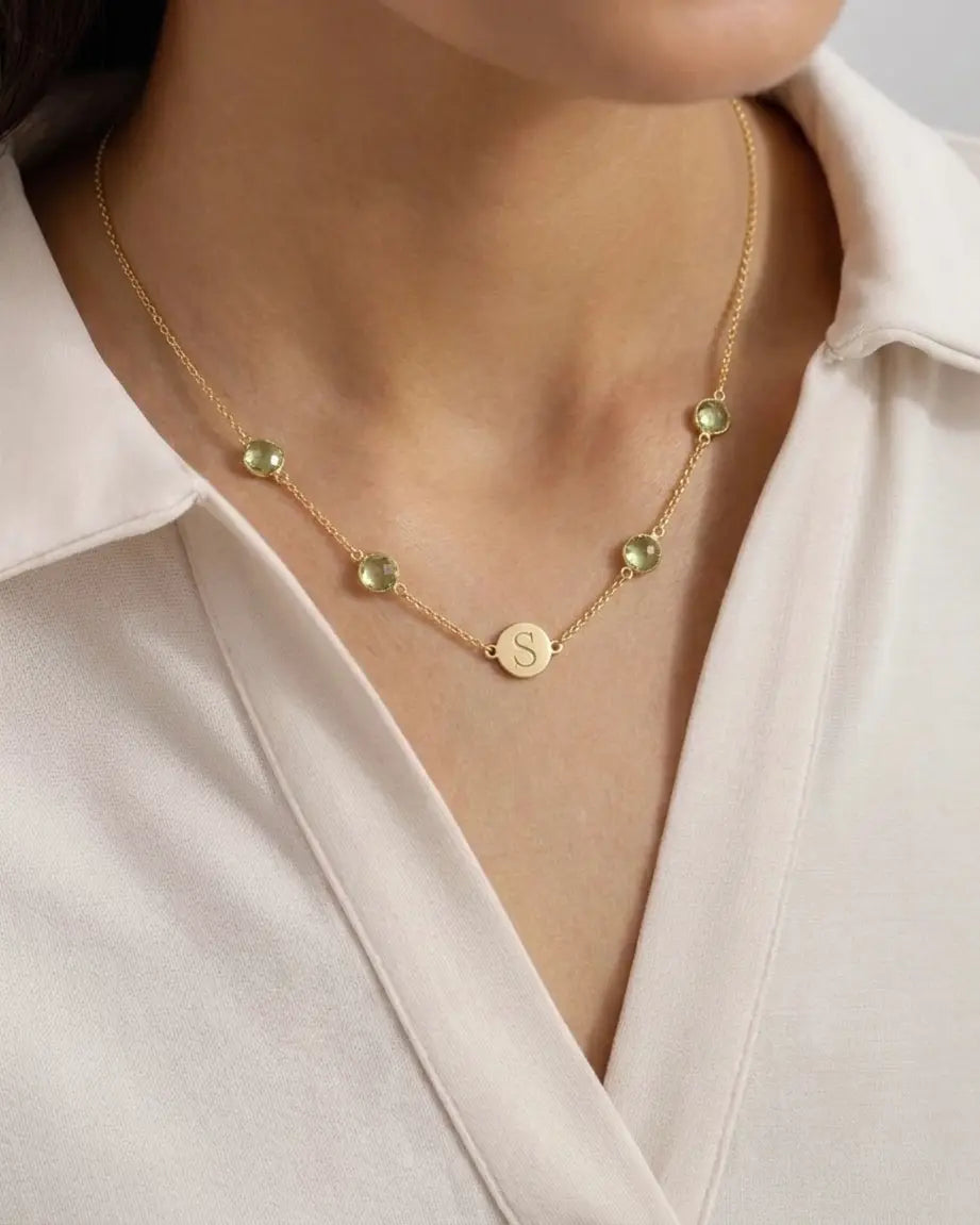 Birthstone Keepsake Initial Necklace