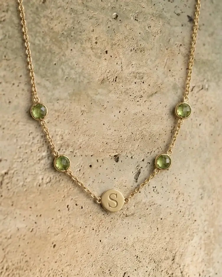 Birthstone Keepsake Initial Necklace