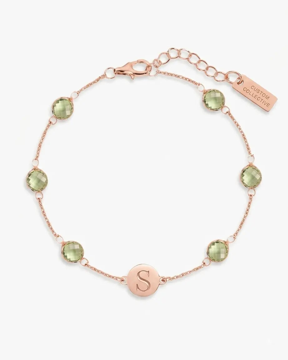 Birthstone Keepsake Initial Bracelet